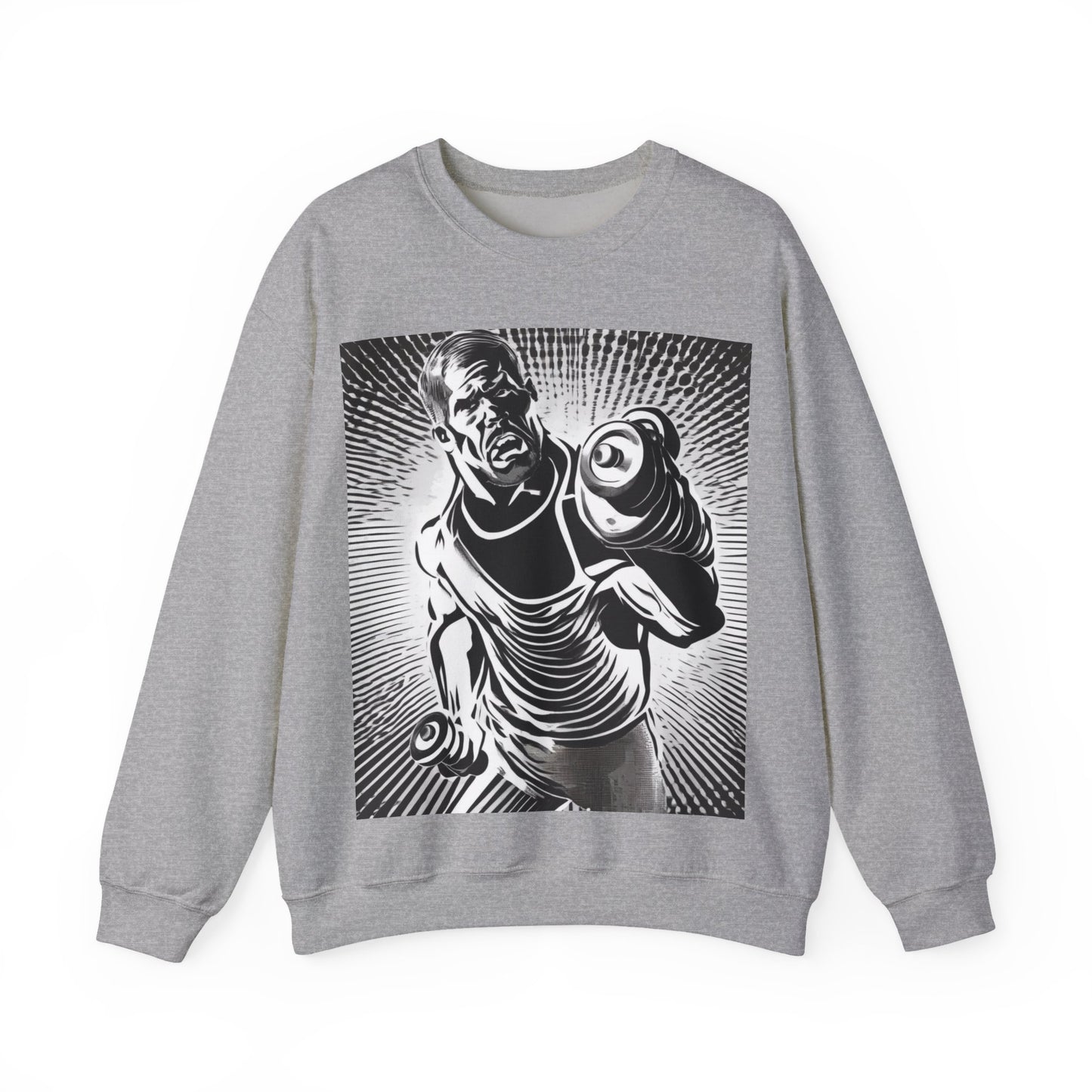 boostlete-pr-season-scene-lunge-halftone-engraved-0096 — Unisex Heavy Blend Crewneck Sweatshirt (Gildan)