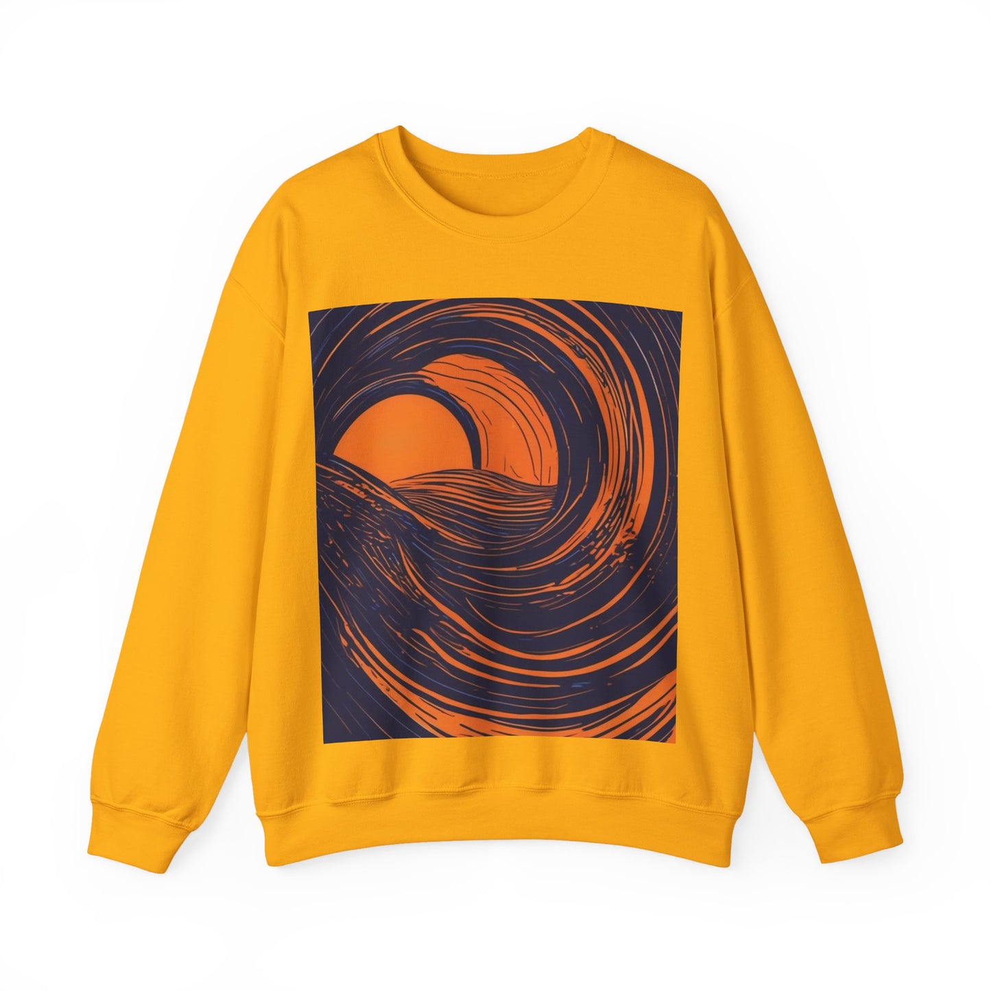 boostlete-rise-grind-icon-sunrise-speed-line-art-0202 — Unisex Heavy Blend Crewneck Sweatshirt (Gildan)