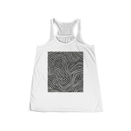 boostlete-field-day-pattern-topographic-badge-0307 — Women's Flowy Racerback Tank (B+C 8800)