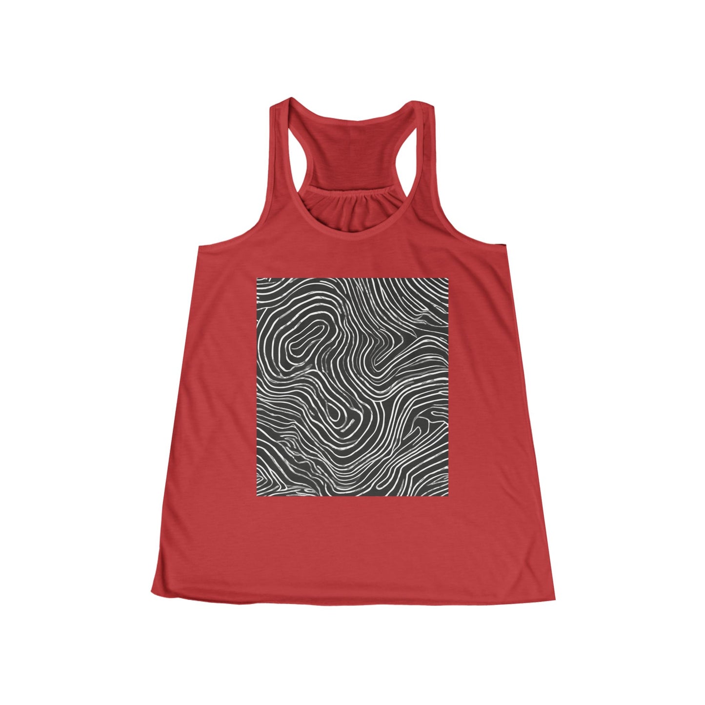 boostlete-field-day-pattern-topographic-badge-0307 — Women's Flowy Racerback Tank (B+C 8800)