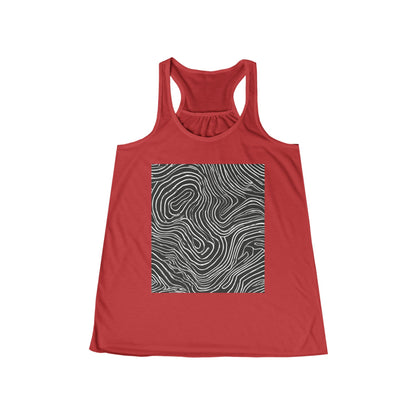boostlete-field-day-pattern-topographic-badge-0307 — Women's Flowy Racerback Tank (B+C 8800)