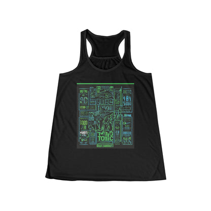 boostlete-field-day-type-gym-tonic-h2o-outline-over-solid-geometric-0249 — Women's Flowy Racerback Tank (B+C 8800)