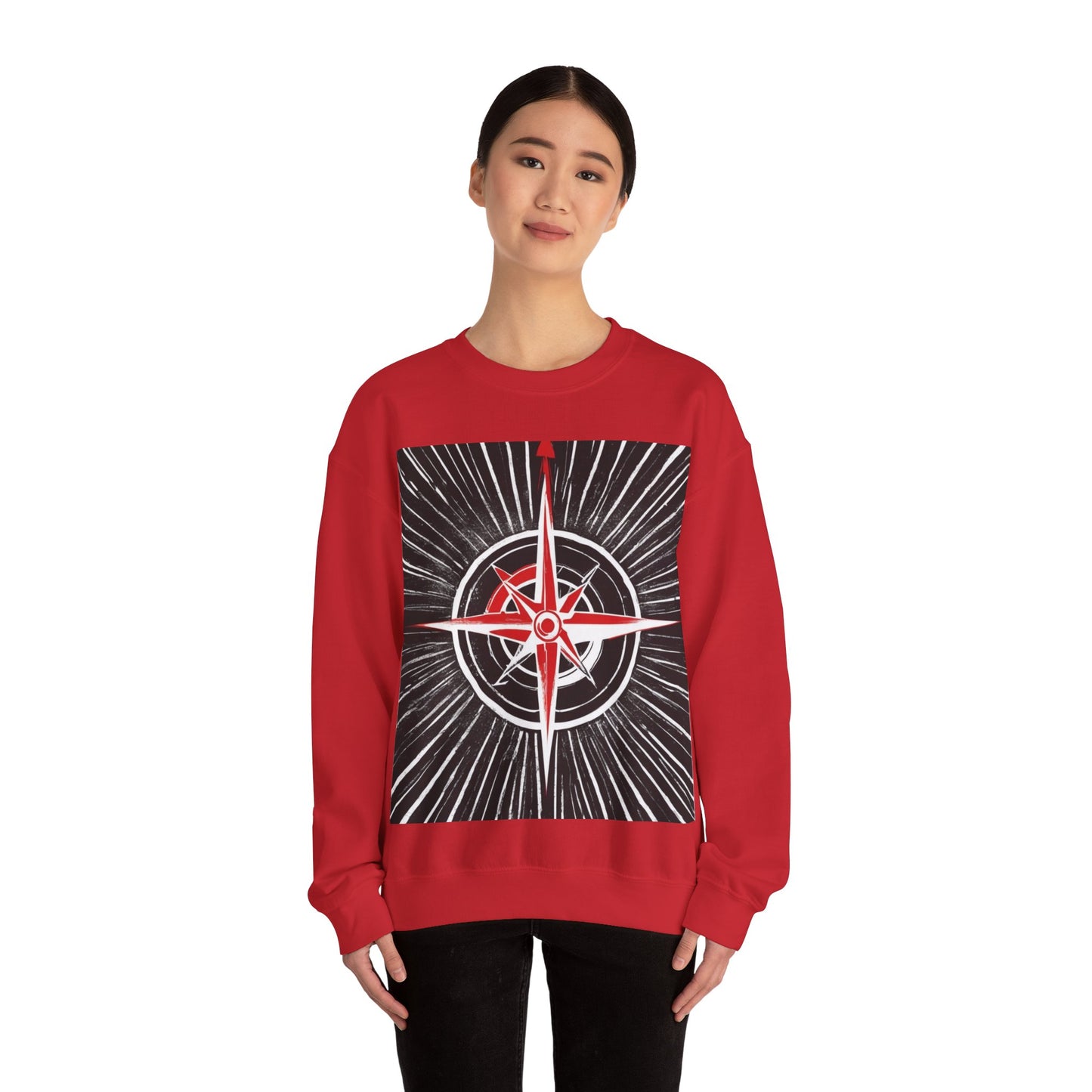 boostlete-boost-mode-icon-compass-chalk-vector-1382 — Unisex Heavy Blend Crewneck (G18000)