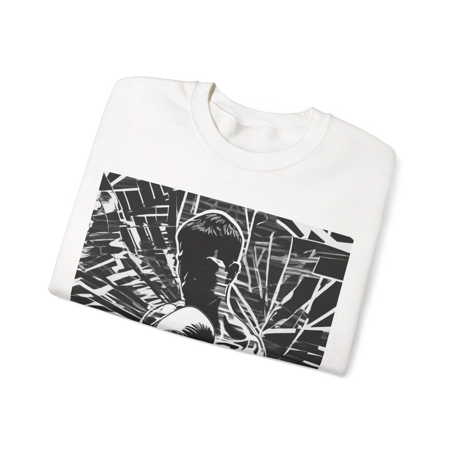 boostlete-boost-mode-scene-boxer-glitch-paper-0084 — Unisex Heavy Blend Crewneck Sweatshirt (Gildan)