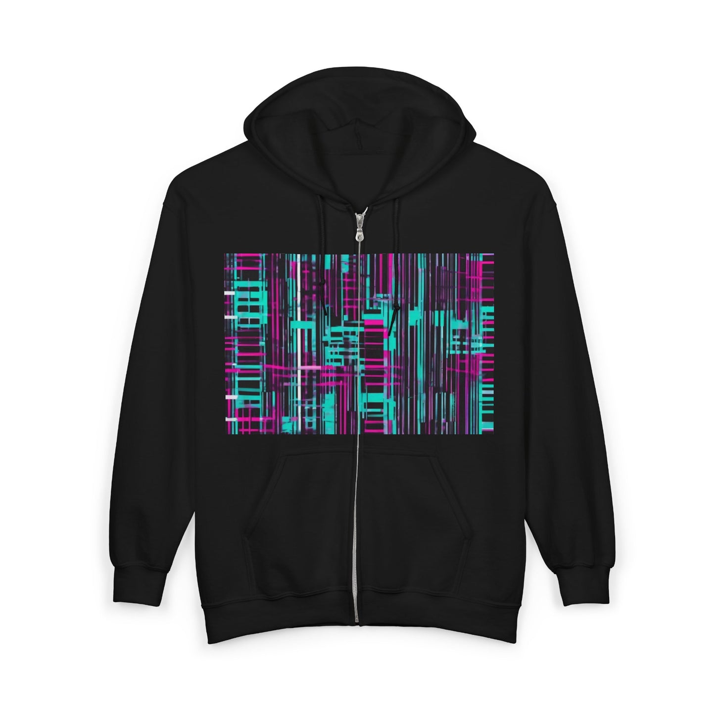 boostlete-field-day-pattern-barcode-retro-0275 — Unisex Heavy Blend Full-Zip Hooded Sweatshirt