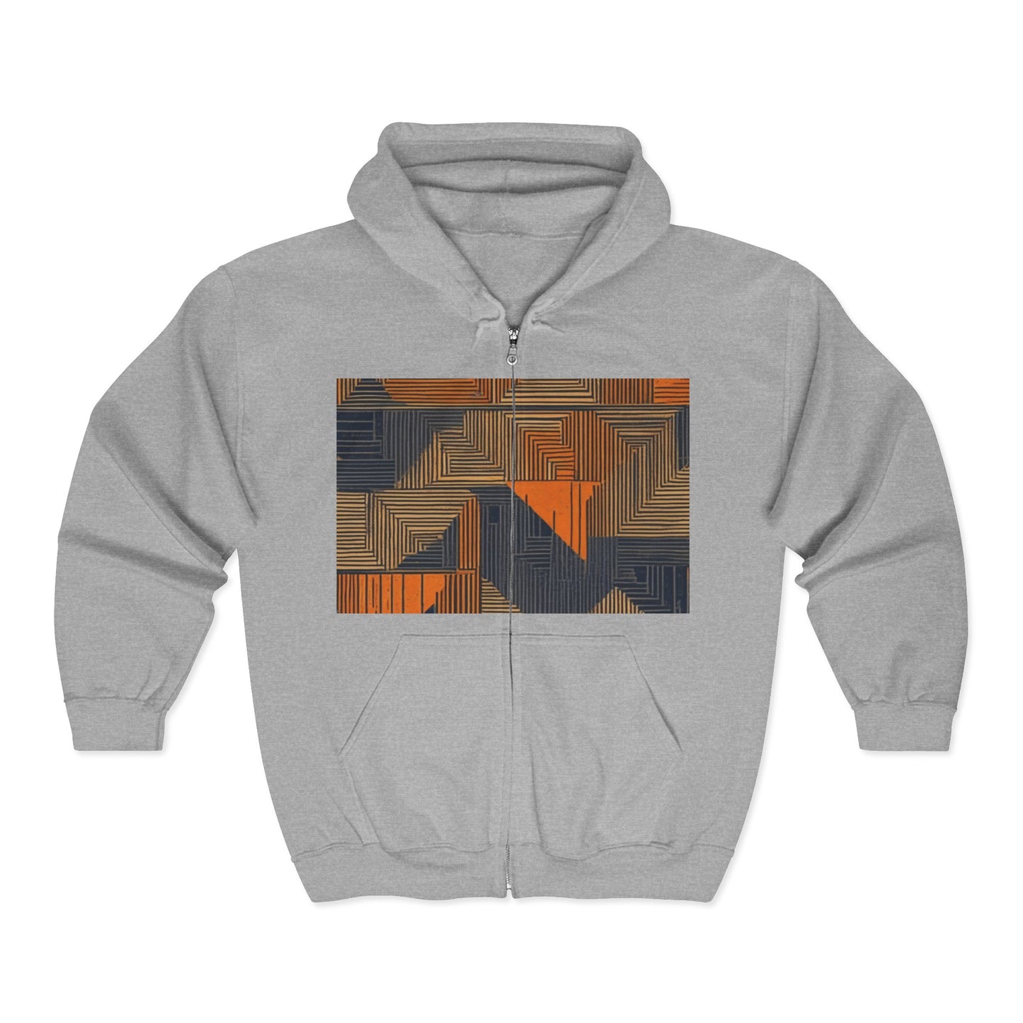 boostlete-field-day-pattern-stair-steps-geometric-0055 — Unisex Heavy Blend Full-Zip Hooded Sweatshirt