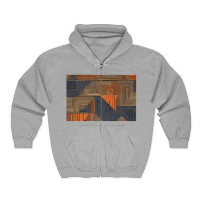 boostlete-field-day-pattern-stair-steps-geometric-0055 — Unisex Heavy Blend Full-Zip Hooded Sweatshirt