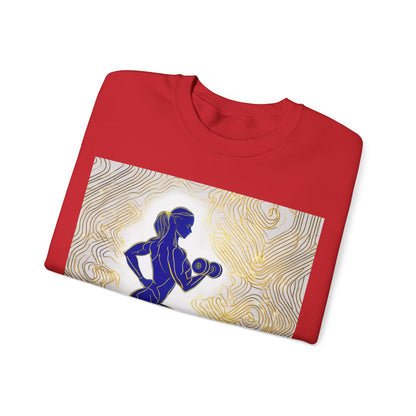 boostlete-iron-intent-scene-lunge-neon-line-art-0392 — Unisex Heavy Blend Crewneck (G18000)