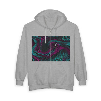 boostlete-am-crew-pattern-topographic-monoline-0075 — Unisex Heavy Blend Full-Zip Hooded Sweatshirt