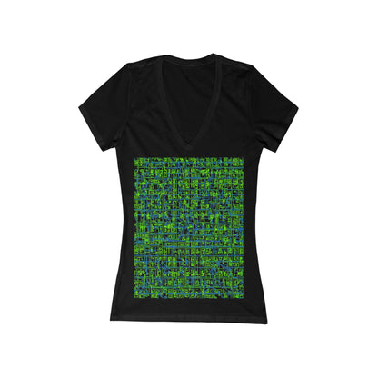 boostlete-mile-by-mile-pattern-plate-number-blueprint-0147 — Women's Deep V-Neck Tee (B+C 6035)