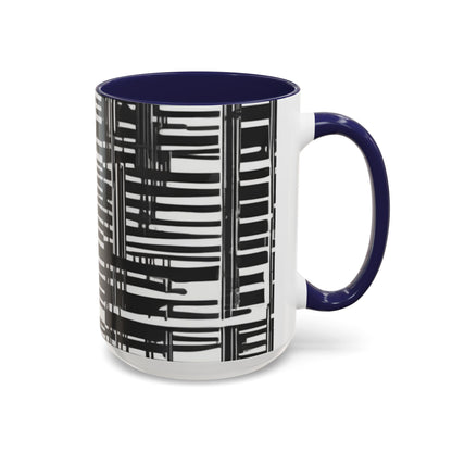 boostlete-iron-intent-pattern-barcode-line-art-0599 — Accent Mug 11/15oz