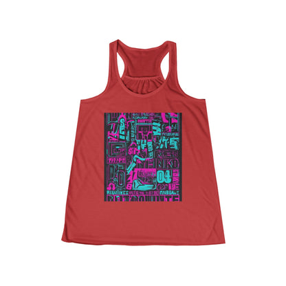boostlete-rise-grind-type-unbreakable-routine-outline-over-solid-industrial-0081 — Women's Flowy Racerback Tank (B+C 8800)