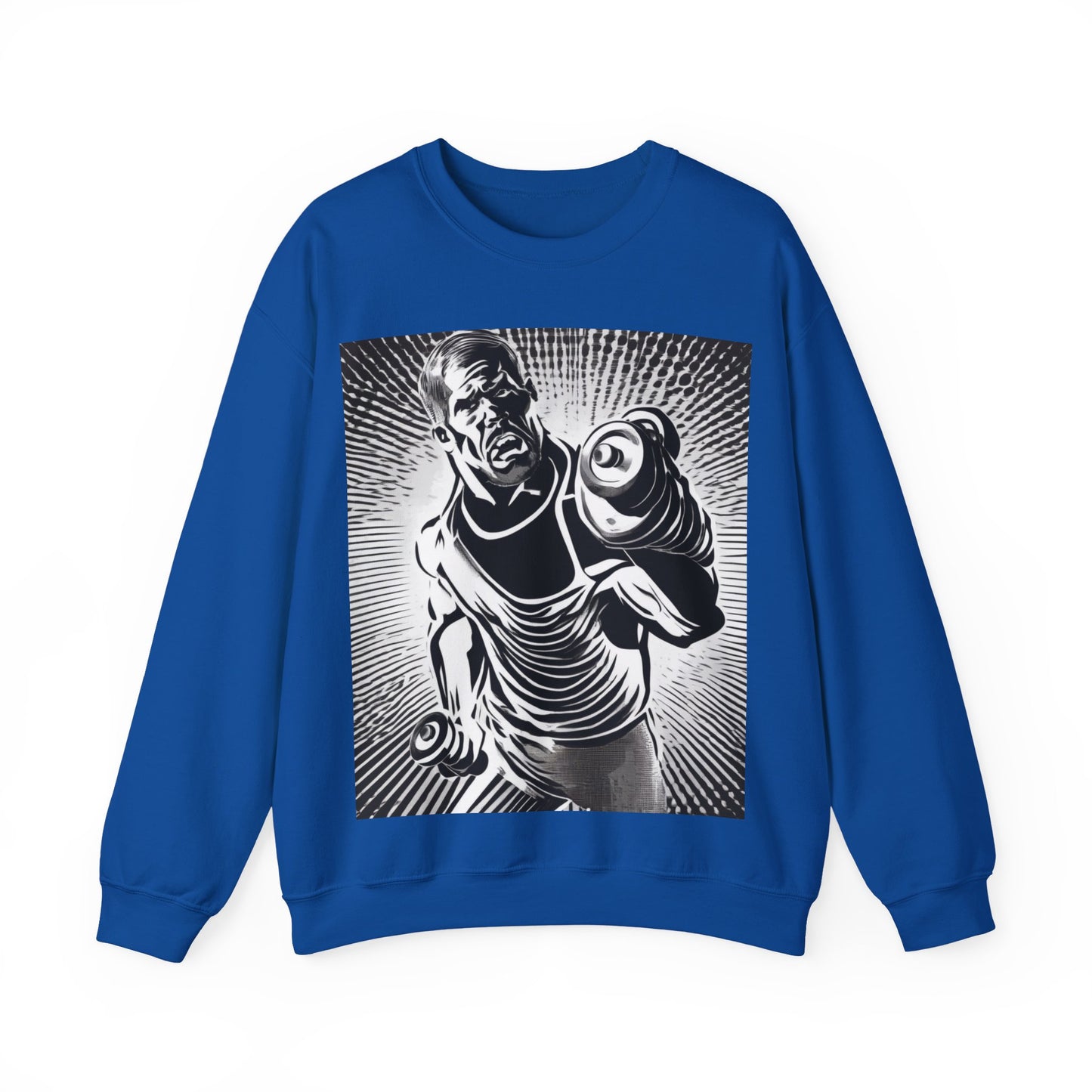 boostlete-pr-season-scene-lunge-halftone-engraved-0096 — Unisex Heavy Blend Crewneck Sweatshirt (Gildan)