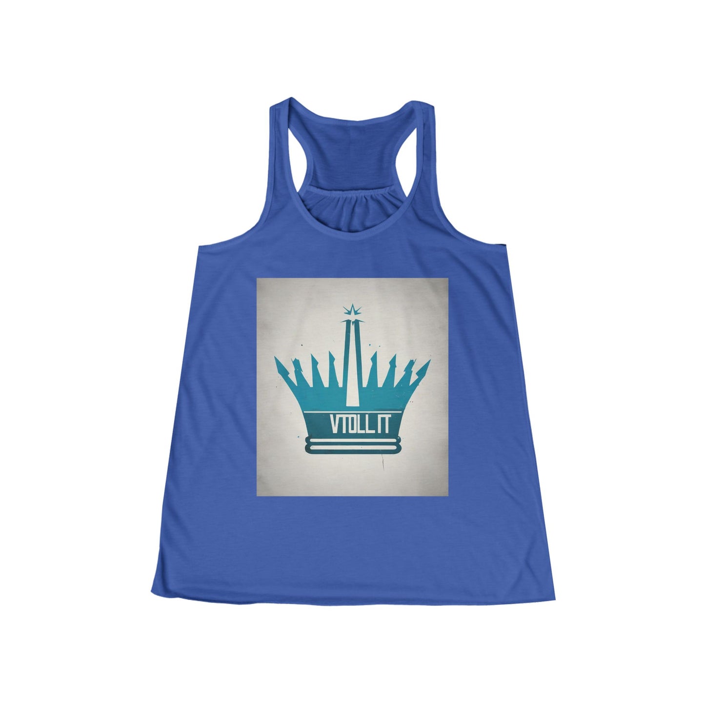 boostlete-am-crew-icon-crown-matte-industrial-0058 — Women's Flowy Racerback Tank (B+C 8800)
