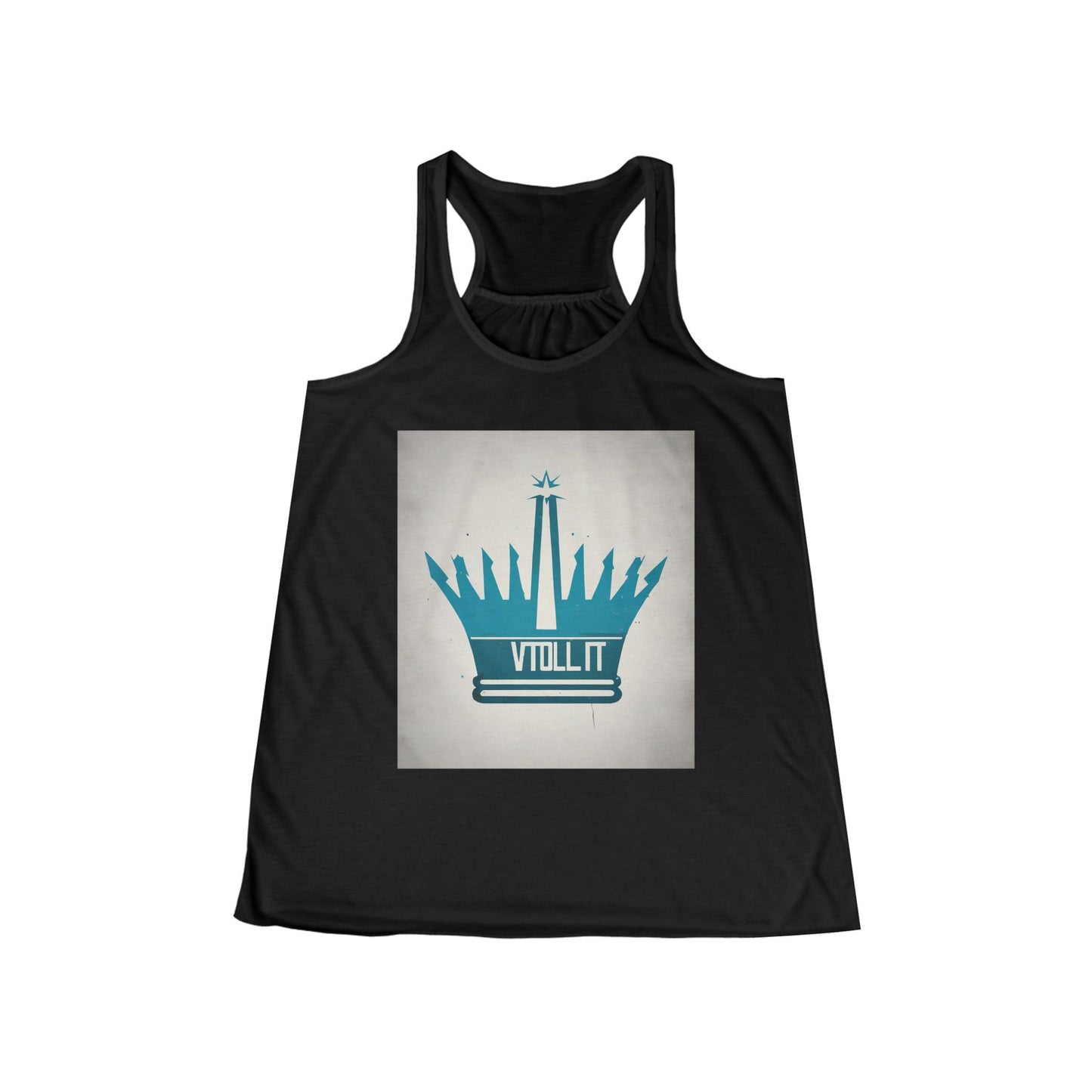 boostlete-am-crew-icon-crown-matte-industrial-0058 — Women's Flowy Racerback Tank (B+C 8800)