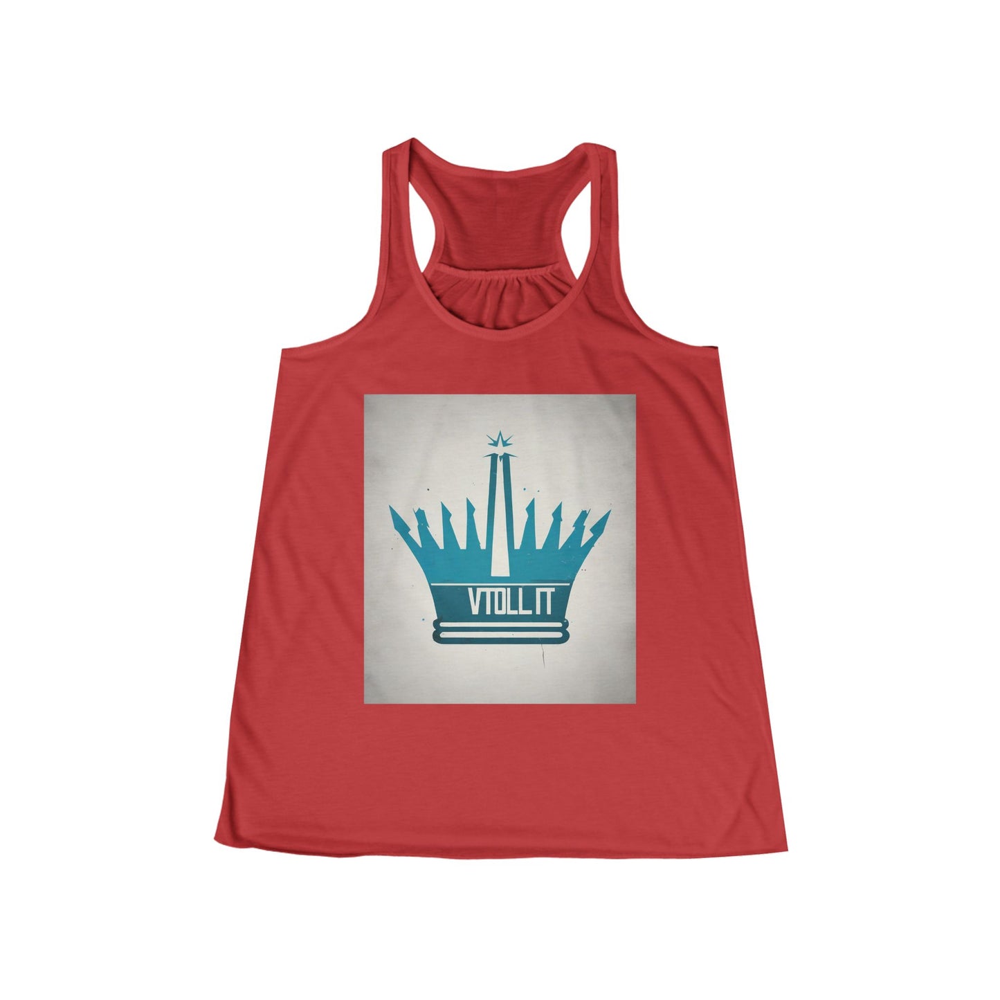 boostlete-am-crew-icon-crown-matte-industrial-0058 — Women's Flowy Racerback Tank (B+C 8800)