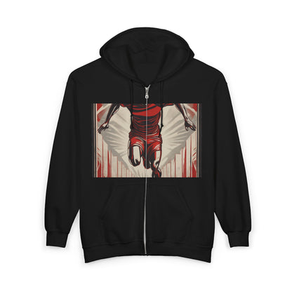 boostlete-am-crew-scene-sprinter-outline-athletic-0228 — Unisex Heavy Blend Full-Zip Hooded Sweatshirt