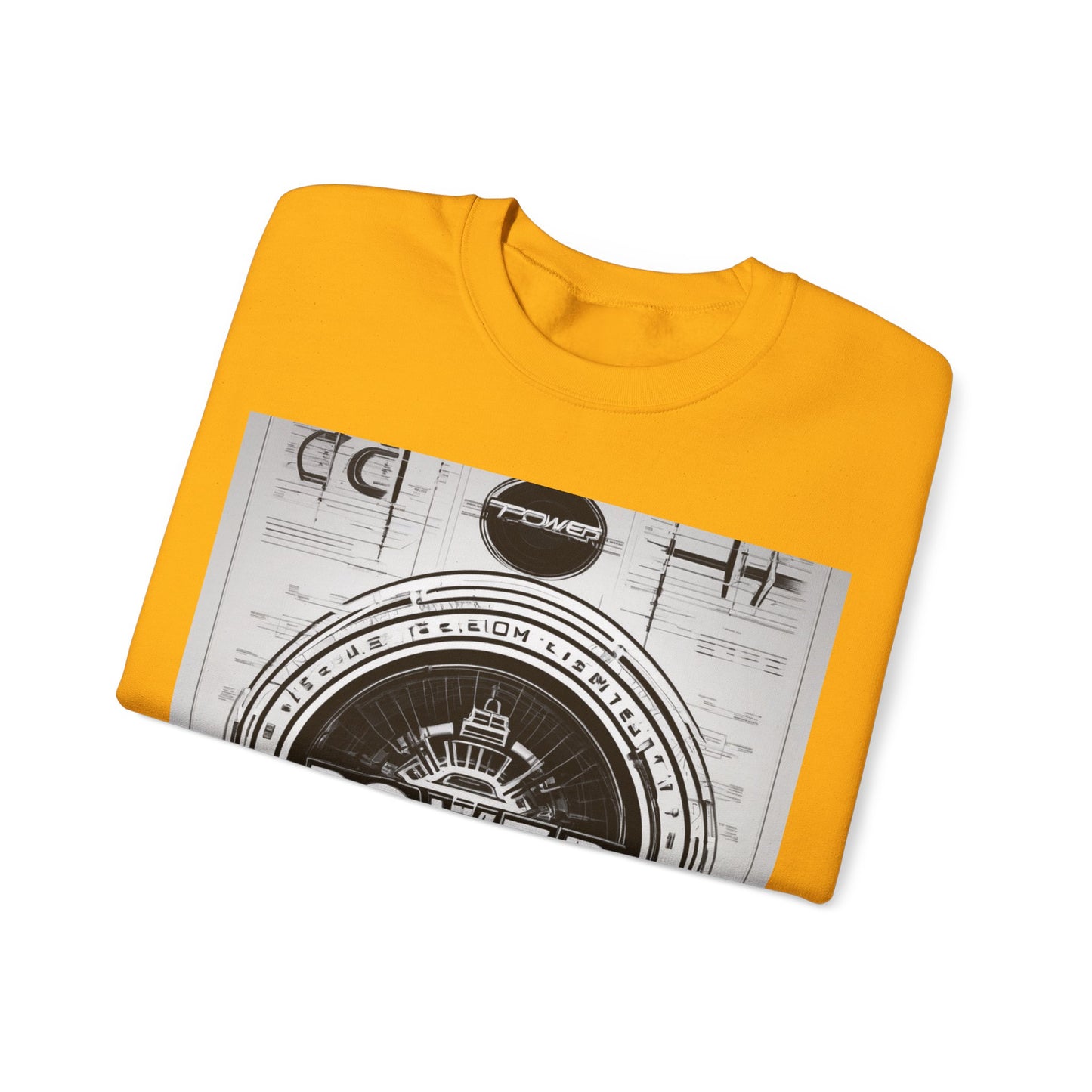 boostlete-boost-mode-type-power-in-quiet-badge-blueprint-0245 — Unisex Heavy Blend Crewneck Sweatshirt (Gildan)