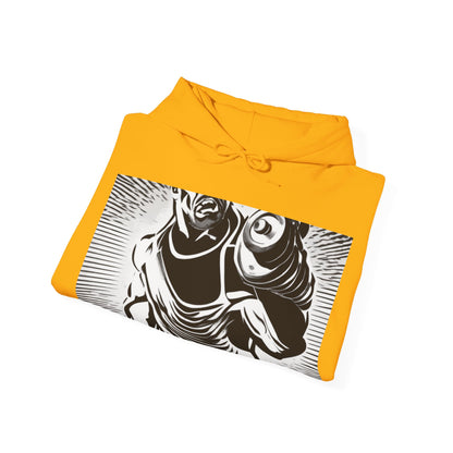 boostlete-pr-season-scene-lunge-halftone-engraved-0096 — Unisex Heavy Blend Hooded Sweatshirt (Gildan)