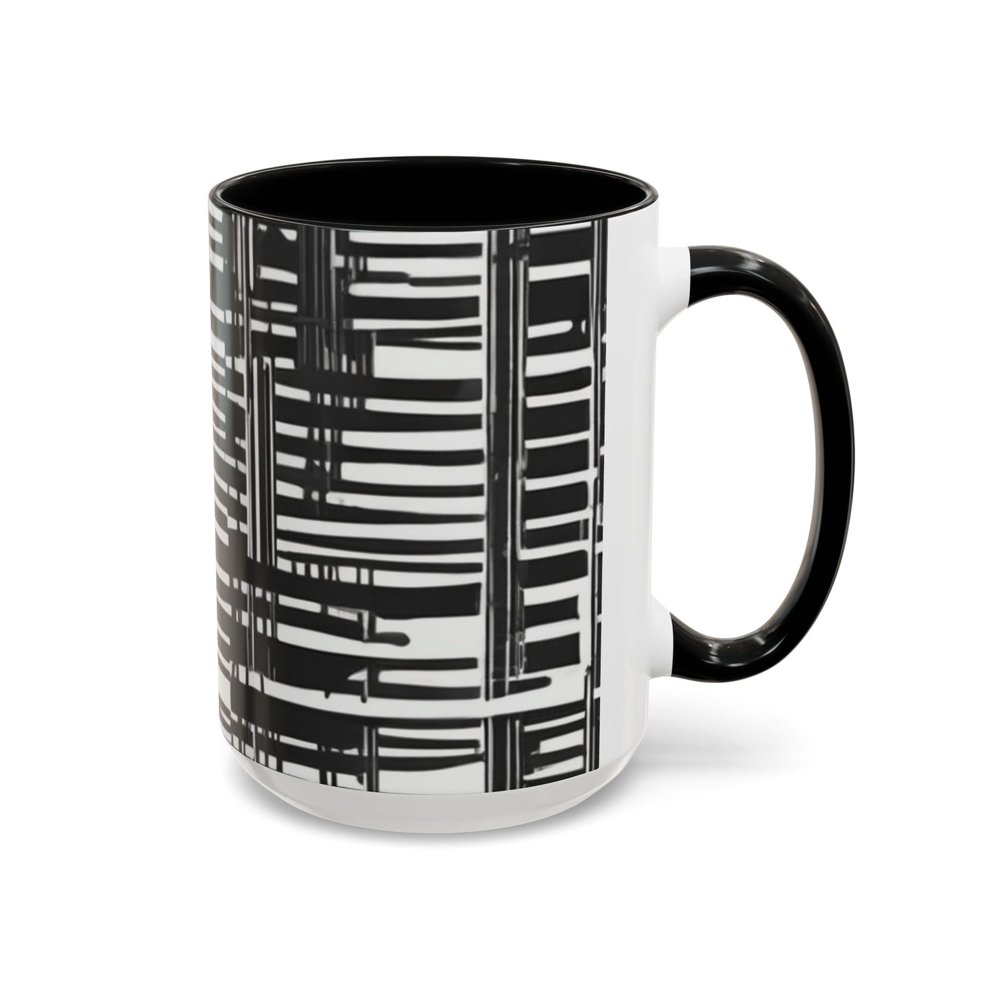 boostlete-iron-intent-pattern-barcode-line-art-0599 — Accent Mug 11/15oz