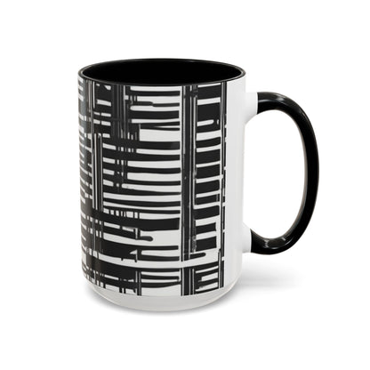boostlete-iron-intent-pattern-barcode-line-art-0599 — Accent Mug 11/15oz
