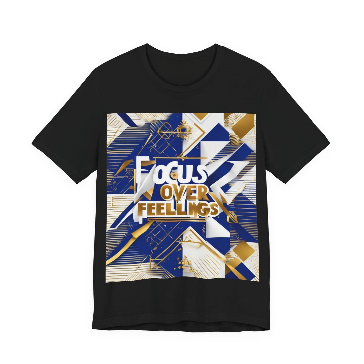 boostlete-am-crew-type-focus-over-feelings-banner-geometric-0169 — Unisex Jersey Short Sleeve (B+C 3001)