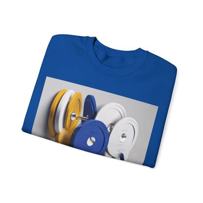 boostlete-field-day-icon-barbell-offset-geometric-0150 — Unisex Heavy Blend Crewneck Sweatshirt (Gildan)