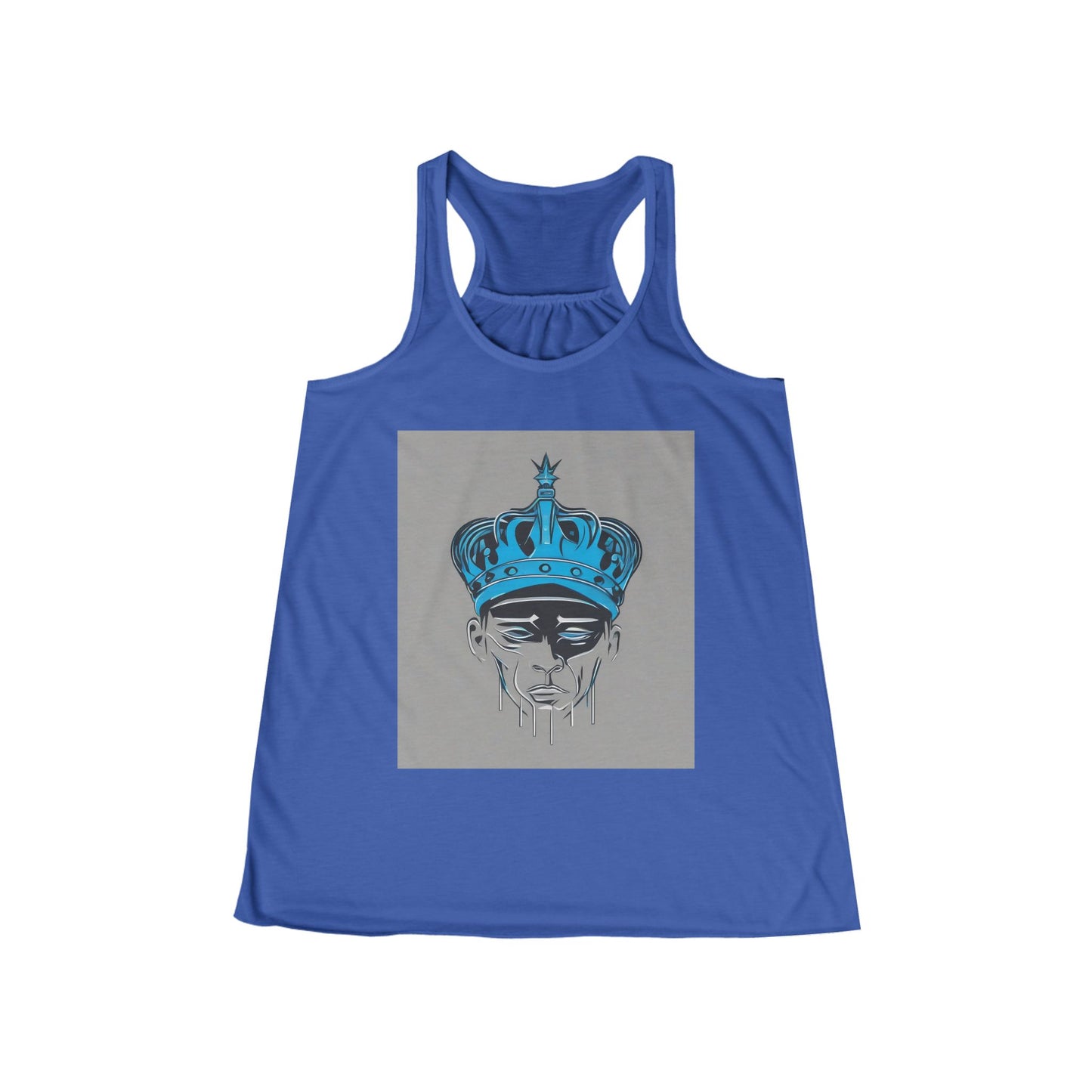 boostlete-am-crew-icon-crown-grainy-monoline-0022 — Women's Flowy Racerback Tank (B+C 8800)