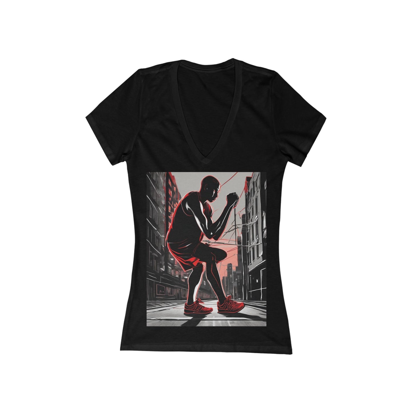 boostlete-am-crew-scene-runner-high-retro-0268 — Women's Deep V-Neck Tee (B+C 6035)