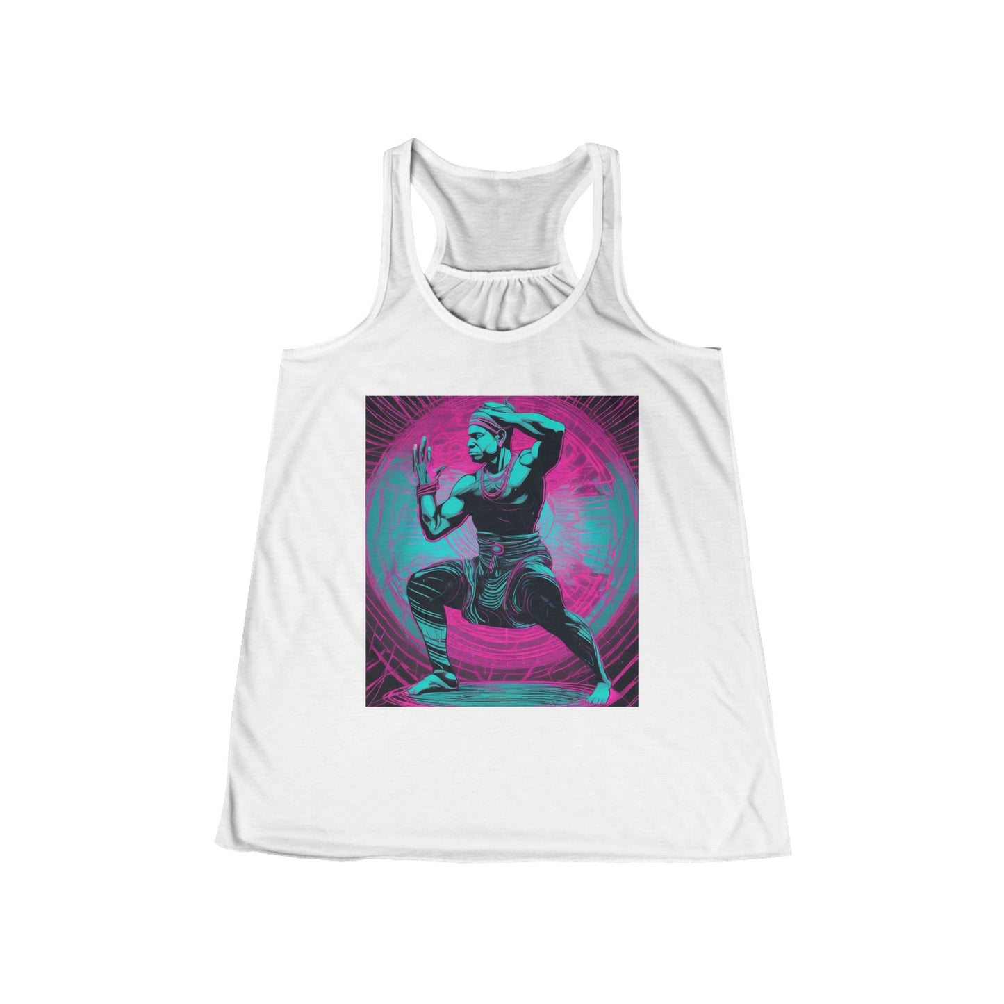 boostlete-rise-grind-scene-yogi-motion-line-art-0240 — Women's Flowy Racerback Tank (B+C 8800)