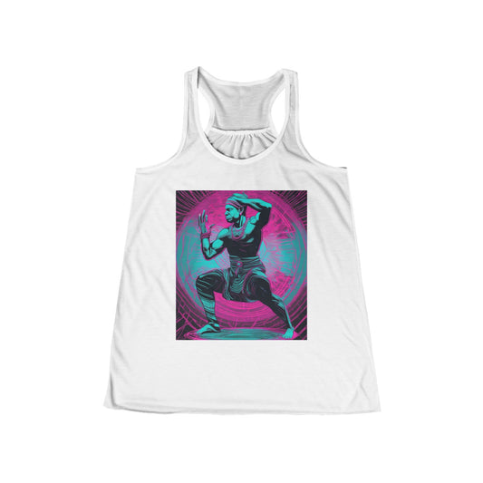 boostlete-rise-grind-scene-yogi-motion-line-art-0240 — Women's Flowy Racerback Tank (B+C 8800)