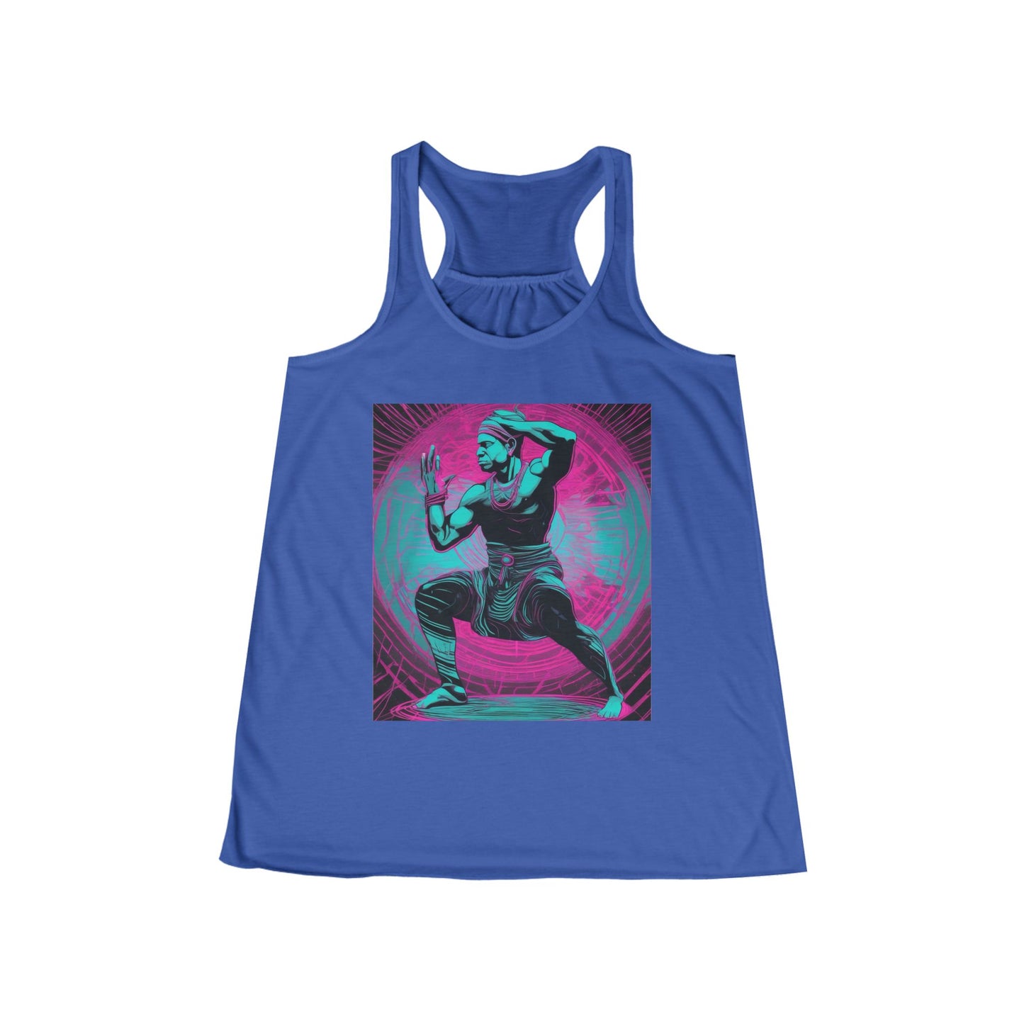 boostlete-rise-grind-scene-yogi-motion-line-art-0240 — Women's Flowy Racerback Tank (B+C 8800)