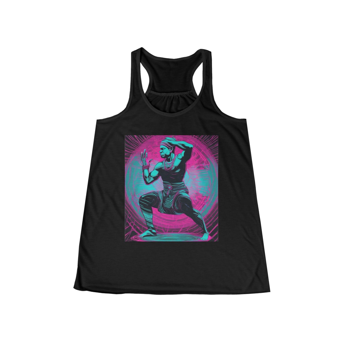 boostlete-rise-grind-scene-yogi-motion-line-art-0240 — Women's Flowy Racerback Tank (B+C 8800)