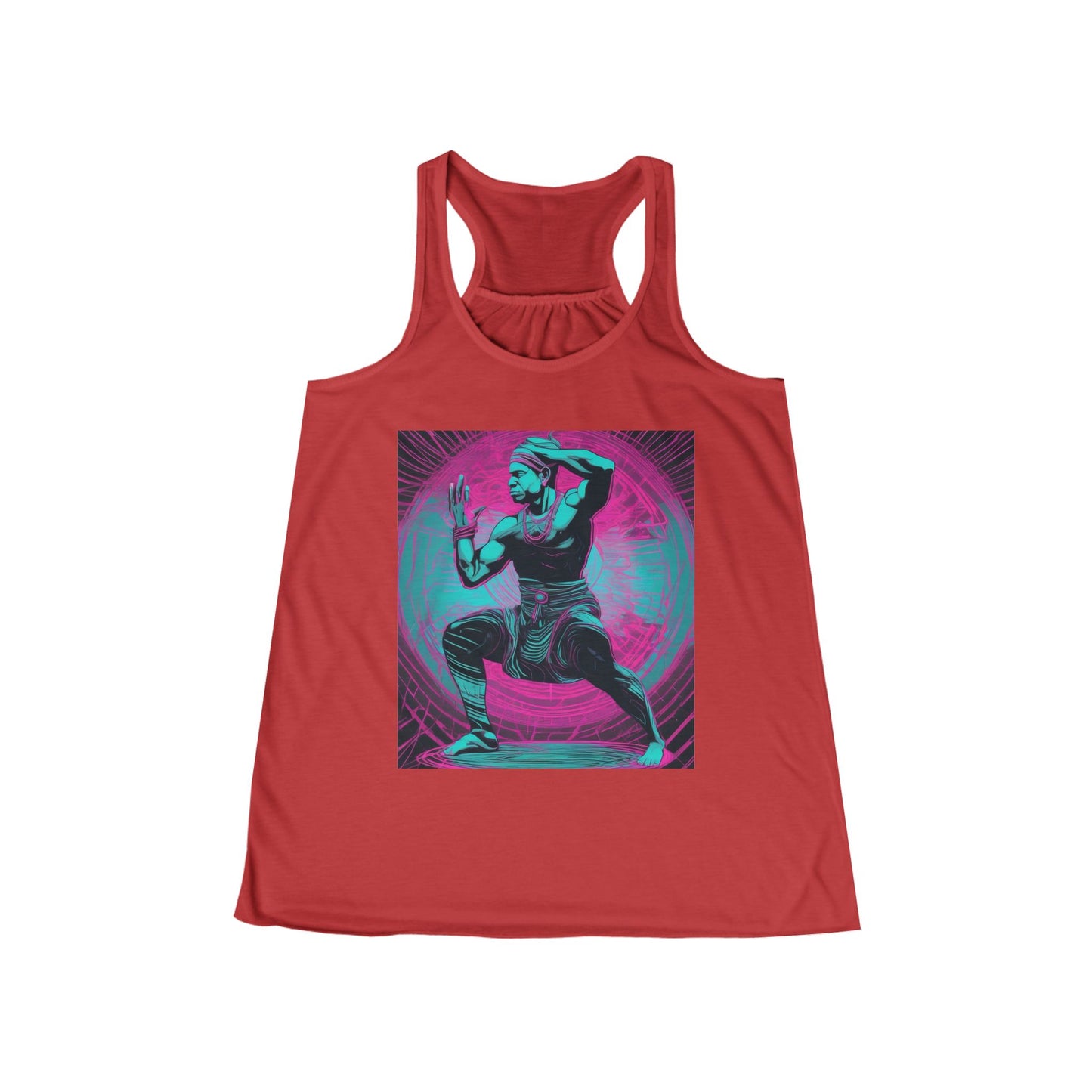 boostlete-rise-grind-scene-yogi-motion-line-art-0240 — Women's Flowy Racerback Tank (B+C 8800)