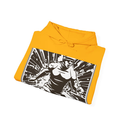 boostlete-field-day-scene-sprinter-halftone-bold-0148 — Unisex Heavy Blend Hooded Sweatshirt (Gildan)