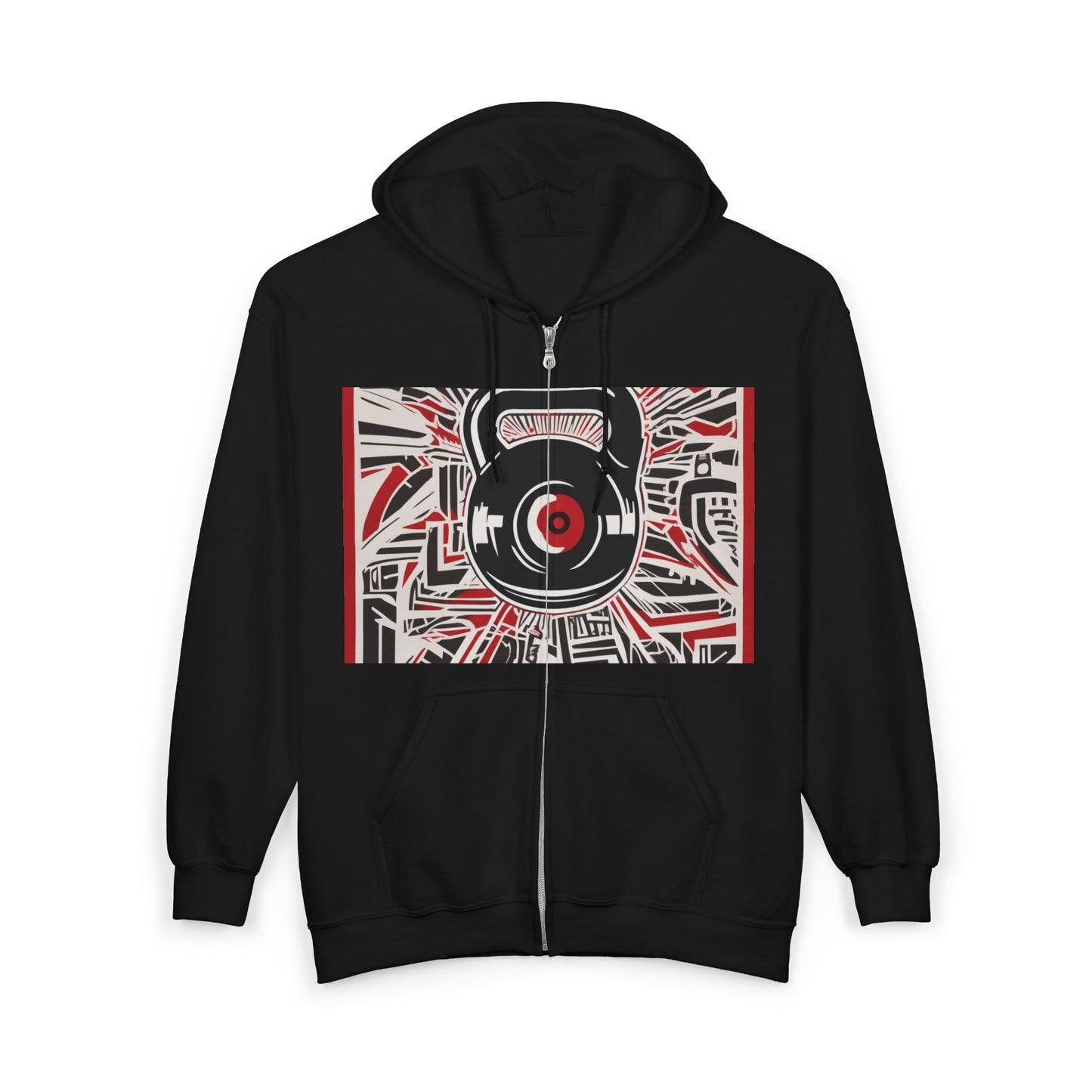 boostlete-recovery-progress-icon-kettlebell-outline-industrial-0366 — Unisex Heavy Blend Full-Zip Hooded Sweatshirt