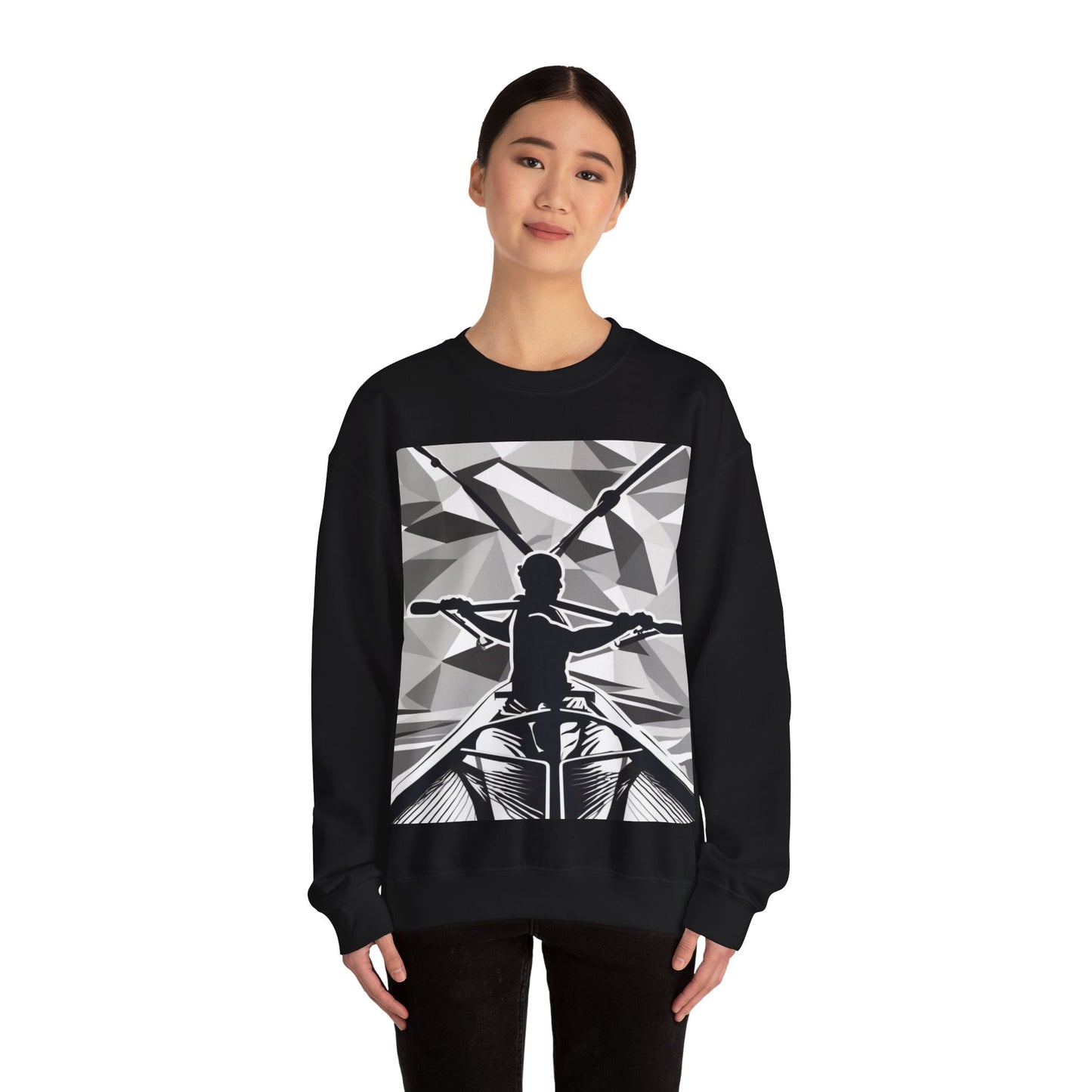 boostlete-am-crew-scene-rower-outline-geometric-0060 — Unisex Heavy Blend Crewneck Sweatshirt (Gildan)