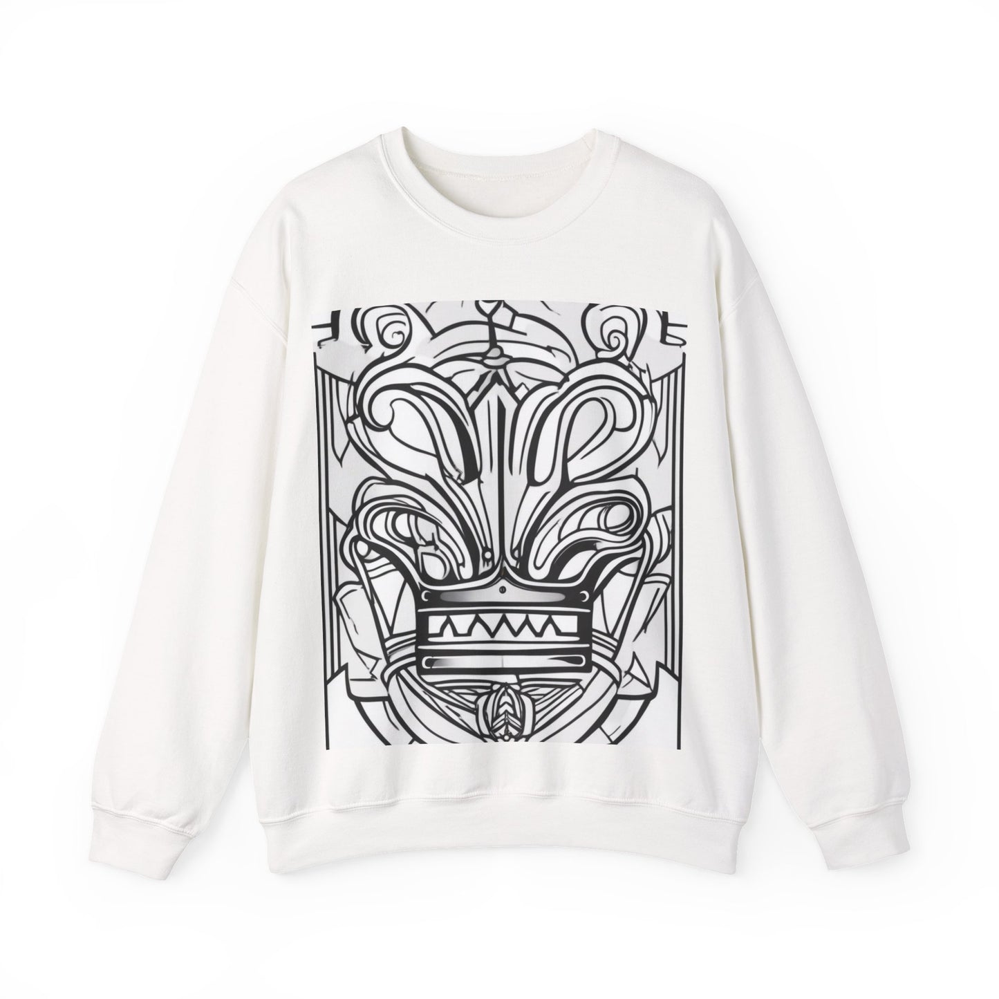 boostlete-boost-mode-icon-crown-offset-line-art-0190 — Unisex Heavy Blend Crewneck Sweatshirt (Gildan)