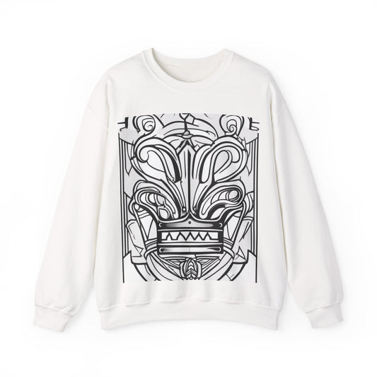 boostlete-boost-mode-icon-crown-offset-line-art-0190 — Unisex Heavy Blend Crewneck Sweatshirt (Gildan)