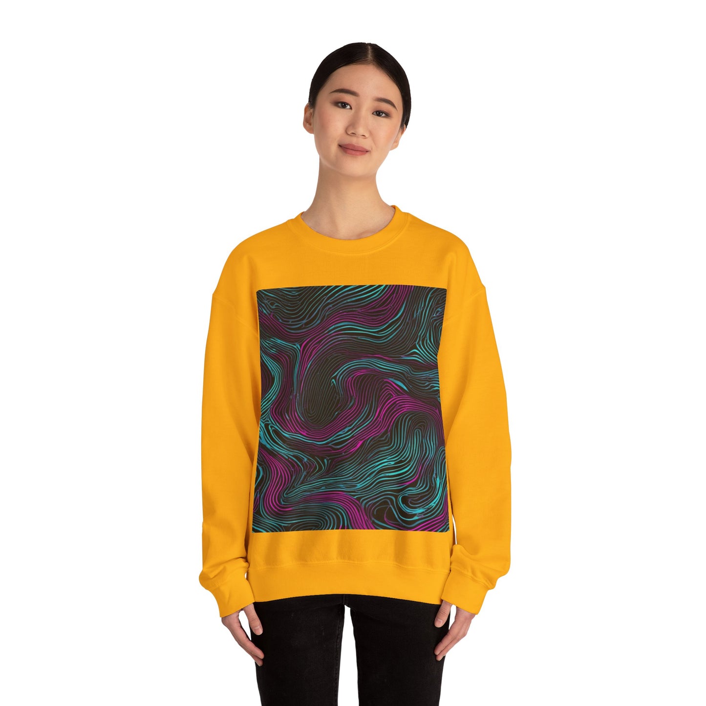 boostlete-am-crew-pattern-topographic-monoline-0075 — Unisex Heavy Blend Crewneck Sweatshirt (Gildan)