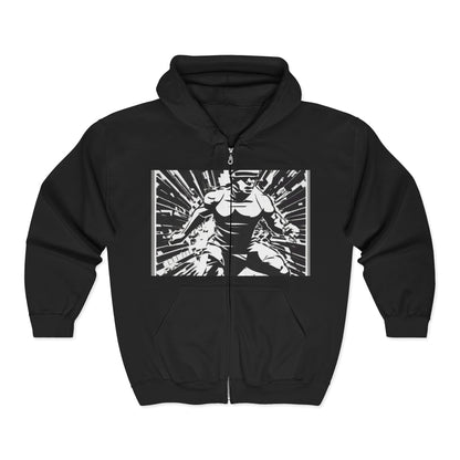 boostlete-field-day-scene-sprinter-halftone-bold-0148 — Unisex Heavy Blend Full-Zip Hooded Sweatshirt