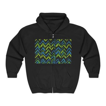 boostlete-mile-by-mile-pattern-chevron-monoline-0051 — Unisex Heavy Blend Full-Zip Hooded Sweatshirt