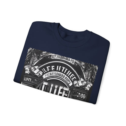 boostlete-am-crew-type-lift-the-standard-banner-engraved-0665 — Unisex Heavy Blend Crewneck (G18000)
