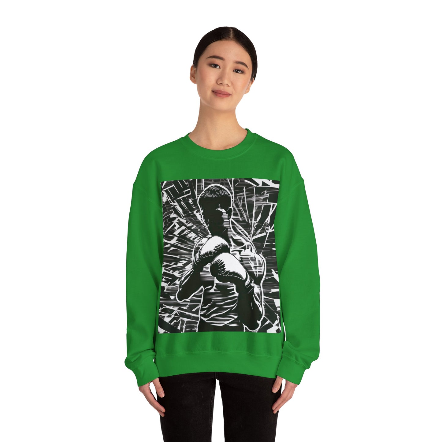 boostlete-boost-mode-scene-boxer-glitch-paper-0084 — Unisex Heavy Blend Crewneck Sweatshirt (Gildan)