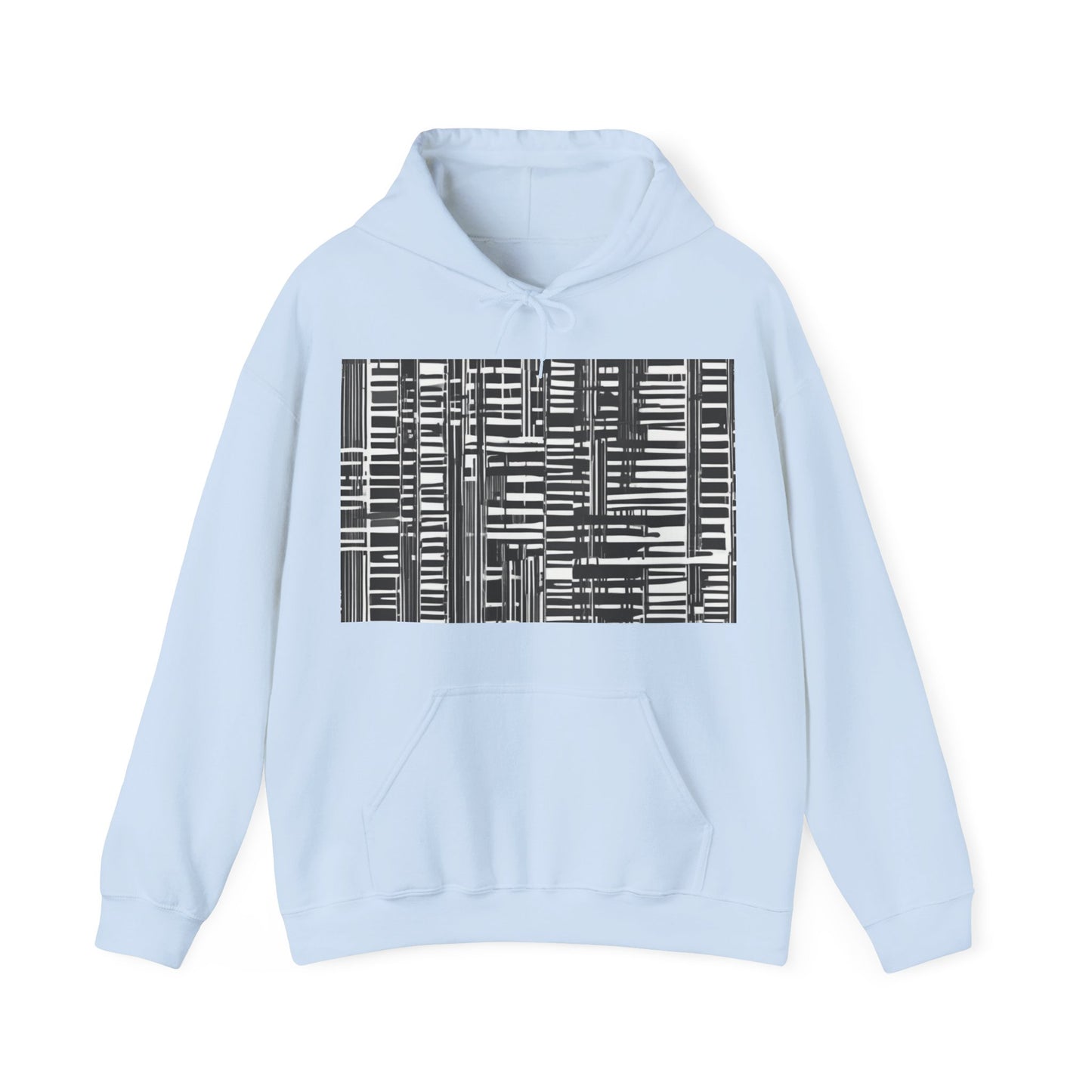 boostlete-iron-intent-pattern-barcode-line-art-0599 — Unisex Heavy Blend Hoodie (G18500)