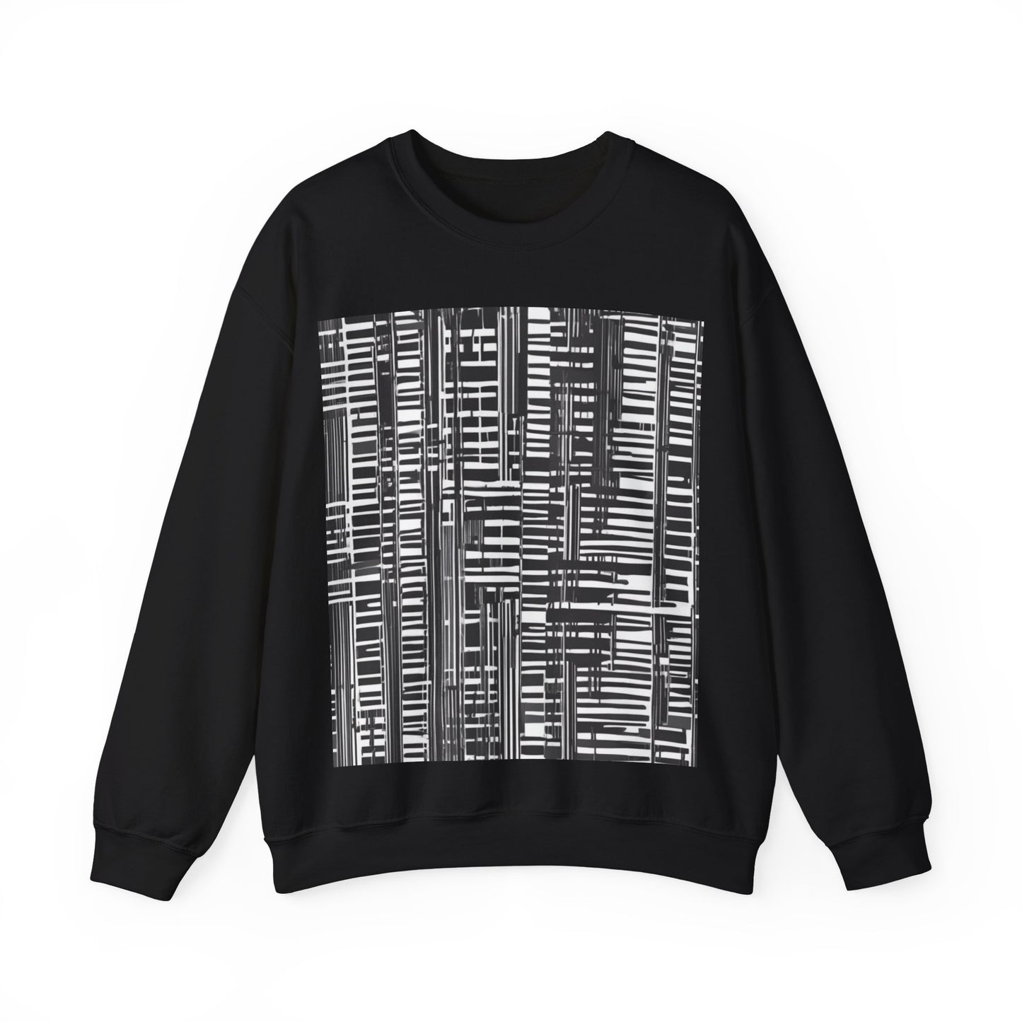 boostlete-iron-intent-pattern-barcode-line-art-0599 — Unisex Heavy Blend Crewneck (G18000)