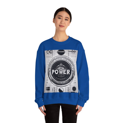 boostlete-boost-mode-type-power-in-quiet-badge-blueprint-0245 — Unisex Heavy Blend Crewneck Sweatshirt (Gildan)