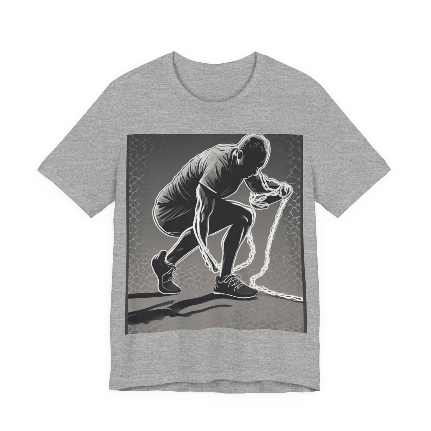 boostlete-recovery-progress-scene-runner-halftone-engraved-0068 — Unisex Jersey Short Sleeve (B+C 3001)