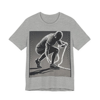 boostlete-recovery-progress-scene-runner-halftone-engraved-0068 — Unisex Jersey Short Sleeve (B+C 3001)