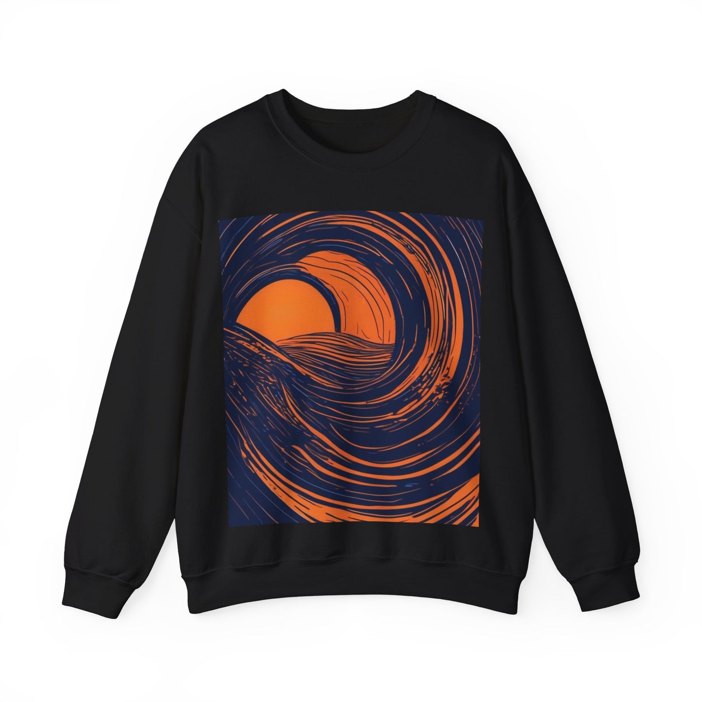 boostlete-rise-grind-icon-sunrise-speed-line-art-0202 — Unisex Heavy Blend Crewneck Sweatshirt (Gildan)